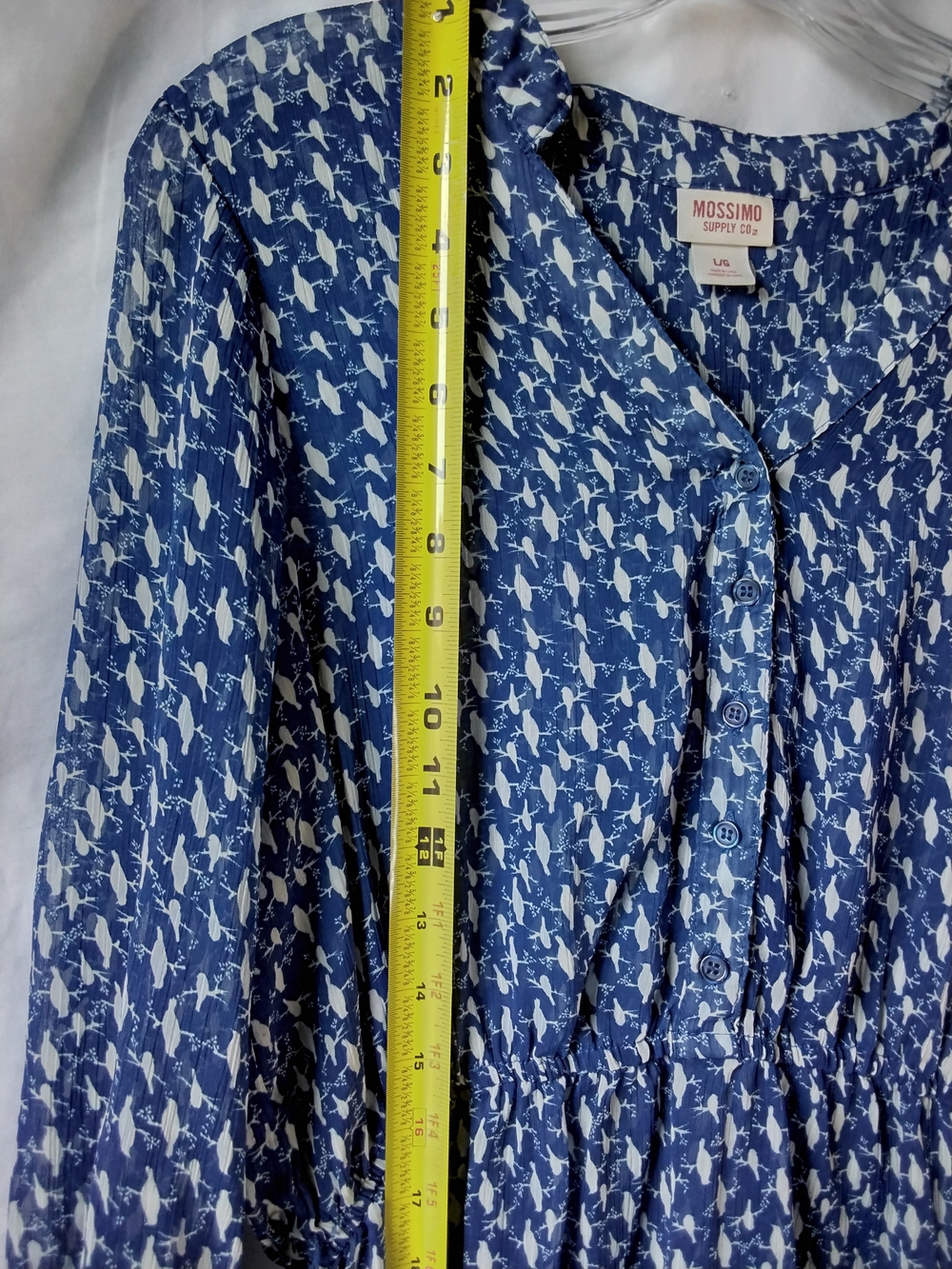 Mossimo Supply Co. Blue Printed Button-Front Tie-Waist Tunic - Picture 8 of 12
